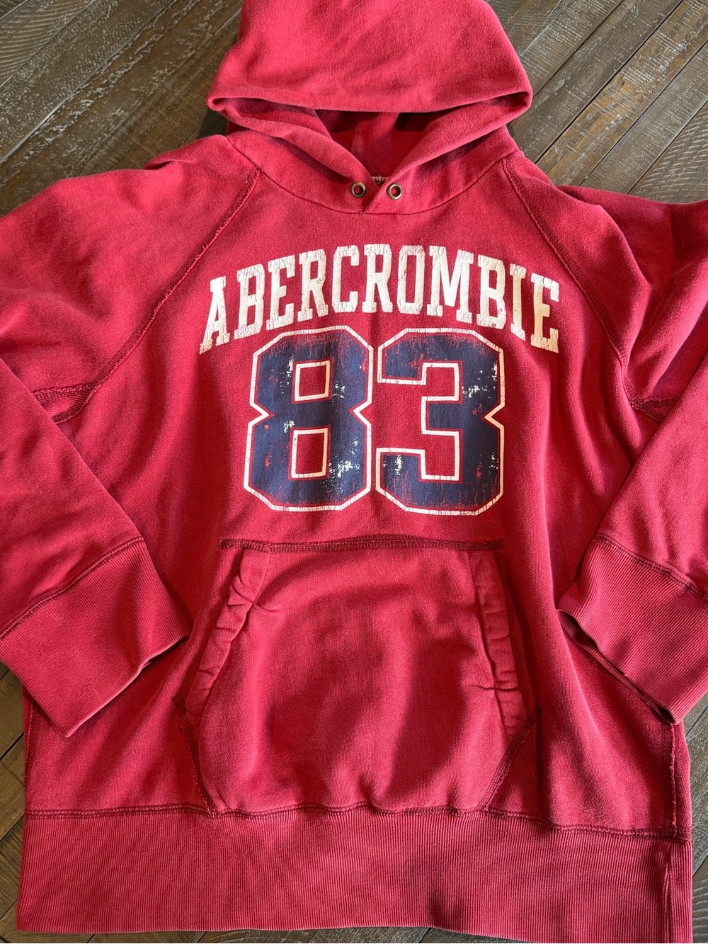 Vintage Y2K Abercrombie & Fitch 83 Distressed Red Hoodie